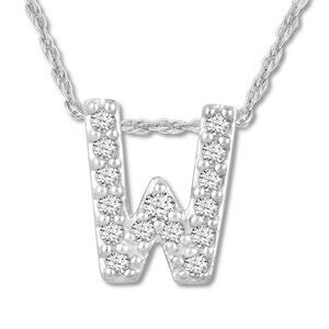 18kt White Gold Plated Letter W Comes With 18" Chain